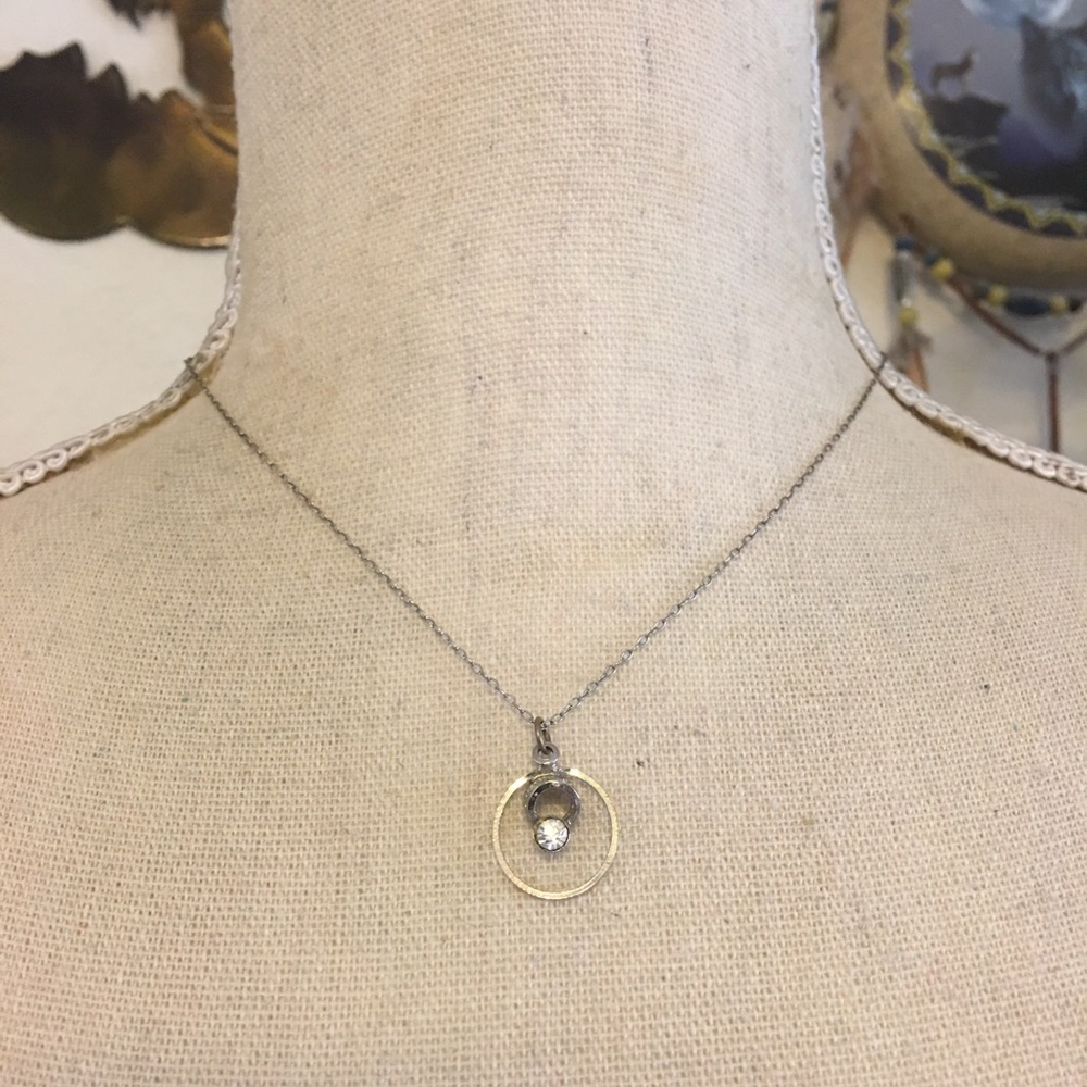 Vintage 60s silver rhinestone accent necklace